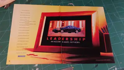 COOL 1999 HONDA ACCORD COUPE LEADERSHIP RETRO ORIGINAL PRINT AD, View more
