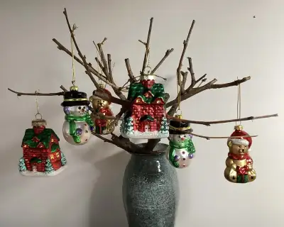 PRICE DROP! 6 Blown Glass Christmas Ornaments, View more