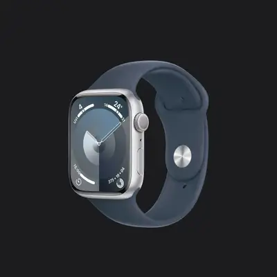 Apple Watch Series 9 GPS, 45mm Sliver Aluminum Case, Storm Blue