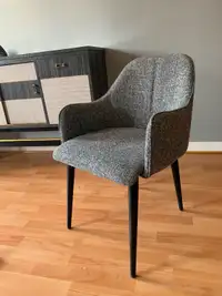 Mid Century Modern style accent chair in grey tweed