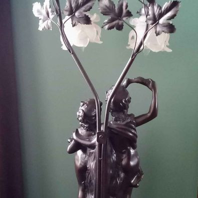 Victorian Twin Figure Metal Lamp in Arts & Collectibles in Hamilton - Image 4