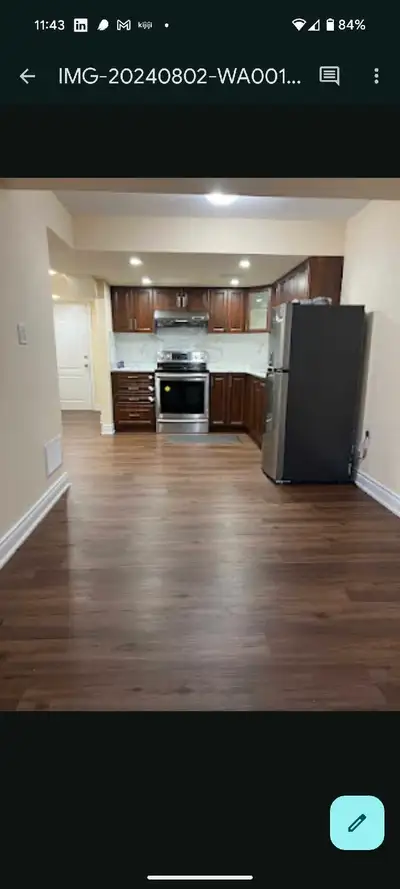 Available ASAP  **1 Bedroom + Den Basement for Rent –