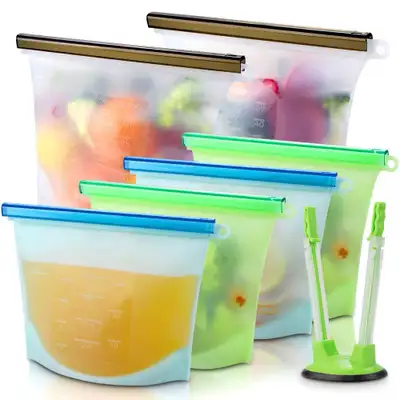 Reusable Silicone Food Storage Bags – 500mL, Leak-Proof, Eco-Friendly, BPA-Free, Go Green with Our P...