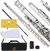 Engraved Silver Nickel Color Flute for Band, Orches.,Case&Gloves