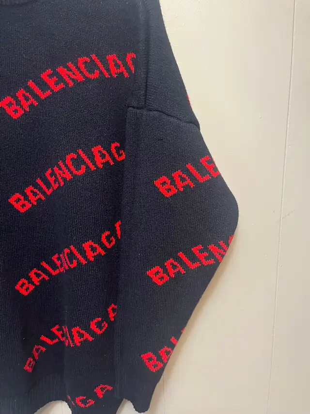 Balenciaga sweatshirt Black / Red  Knitted Wool Sweater SizeXXL.62863268504321124