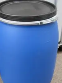 55 gallon food grade poly barrels with labels rain barrel