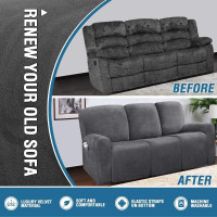 8-Piece Recliner Sofa Cover, Grey, Brand New