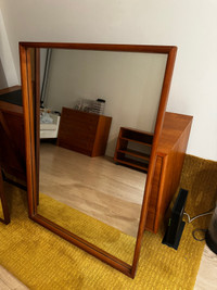 Vintage MCM Danish teak framed mirror