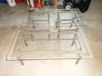 Glass top coffee table and 2 glass top end tables