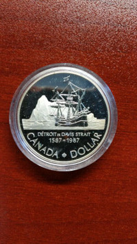 1587-1987 CANADA DOLLAR SILVER PROOF UHC DETROIT DE DAVIS STRAIT
