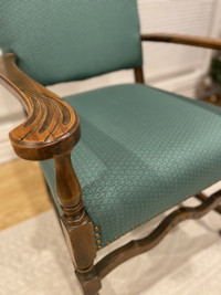 MCM Solid Wood Upholstered Green Lounge Chair
