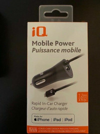 iQ Lightning In-Car Charger w/built in 1.2m cable