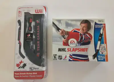 Wii NHL Slapshot game plus compatible hockey stick, View more