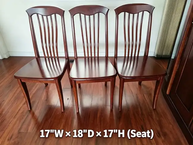 Set of 6 Solid Wood Dining Chairs, Mahogany Finish