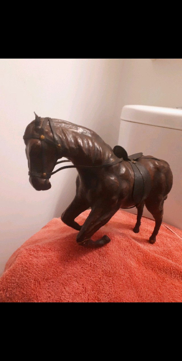 antique Leather Rearing Horse sculpture in Arts & Collectibles in Gatineau