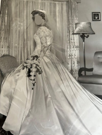 Absolutely gorgeous satin vintage one of a kind wedding gown