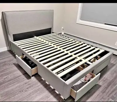 Queen Size Upholstered Storage Bed, View more