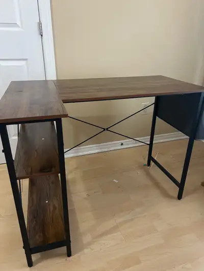 CubiCubi L Shaped Desk, 40" Computer Desk with Reversible Storage Shelves Home Office Corner Desk St...