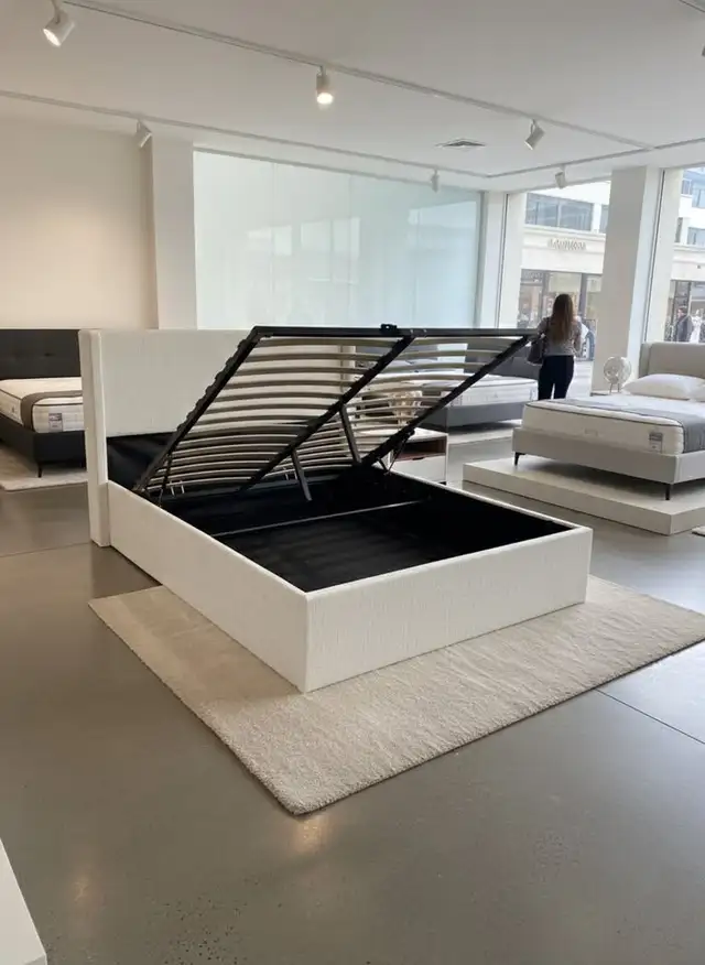 Luna Cream Bouclé Queen & King Bed with 14” Storage –Decent Head in Beds & Mattresses in Vancouver - Image 8