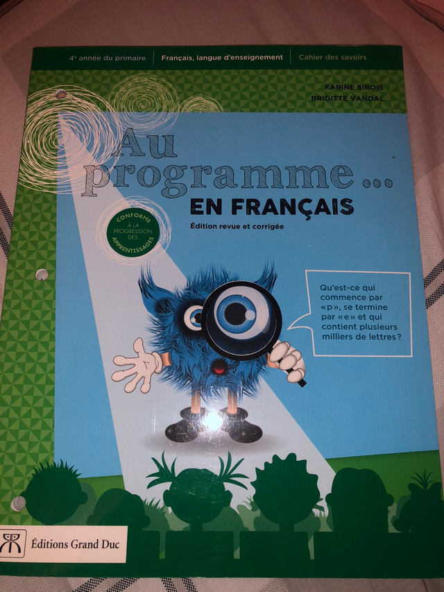 Au programme en français cahier des savoirs 4e année du primaire dans Manuels  à Ville de Montréal
