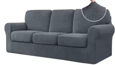 CHUN YI 7 Piece Stretch Sofa Cover, 3 Seater Couch Slipcover with Three Separate Backrests and Cushi...