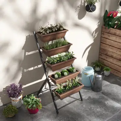5-Tier Raised Garden Bed with 5 Planter Box, Outdoor Plant Stand, View more