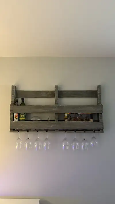 rustic farmhouse wine shelf , View more