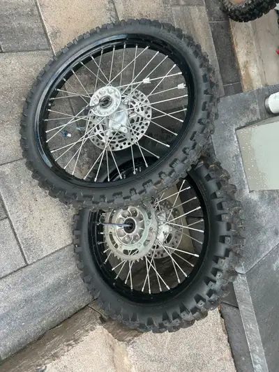 Mint set of wheels with discs and spacers for DRZ 400. This was on my 2021 which I sold.
