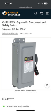 Disconnect and Safety Switch 30 Amp - 3 Pole - 600 V
