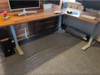 (OPEN-BOX) L-Desk Standing Desk with Programmable Adjustable Height Controls Available in Grey Regul...