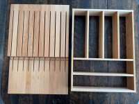 Solid maple knife and cutlery drawer inserts