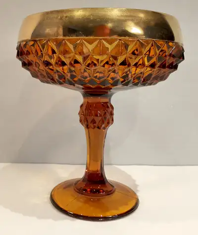 Vintage amber centrepiece candy trinket, View more