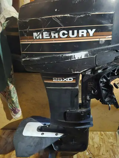 I have a 1985 Mercury 25hp 2 stroke shes ready for the water. Comes with fuel tank and fuel line In...