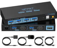 HDMI KVM Switch 2 Port 4K@60Hz for 2 Computers Share 1 Monitor 