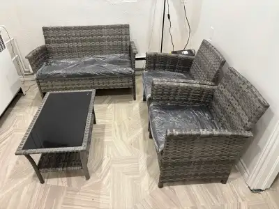 4 piece seating set ($180) and 1piece4 seater dining table ($80), View more