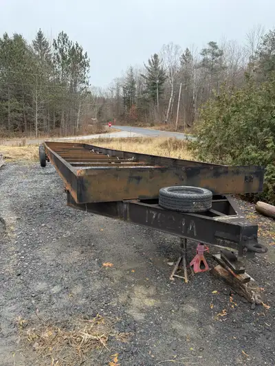 5 axel 48’ trailer frame. I’m currently building a 12’ wide home on one but you can easily go 14’ wi...