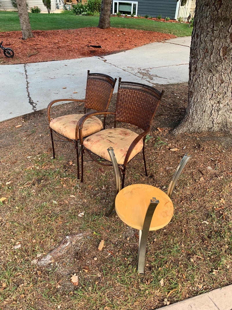 Wicker ,wrought iron chairs & table base Free Stuff Winnipeg Kijiji