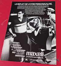1983 FRENCH MAXELL CASETTES RETRO AD WITH HIP COUPLE ROLLS ROYCE