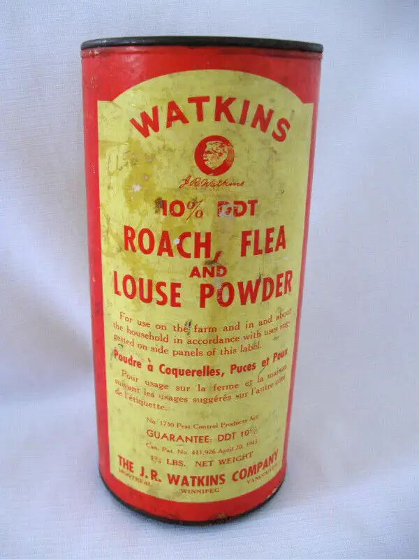 CONTENANT POUDRE  DDT WATKINS VINTAGE DDT CONTAINER in Arts & Collectibles in West Island - Image 2
