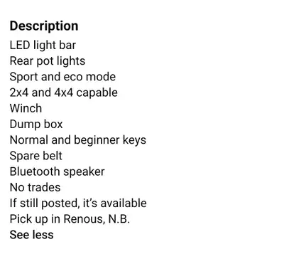 See picture for description. Pick up in Renous NB