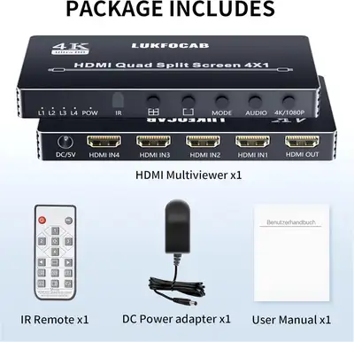 4K HDMI Multi-viewer - 4x1 switcher, View more