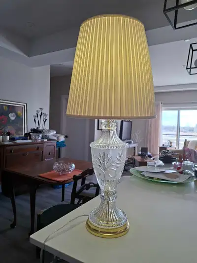 2 vintage crystal lamps with harps 32" tall, View more