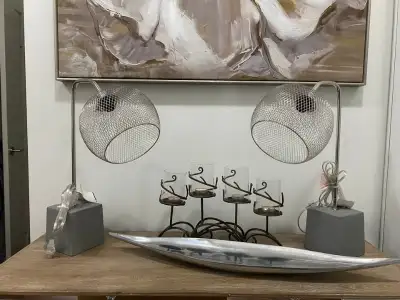 Table Lamps - Wire & Stone Base - Set of 2, View more