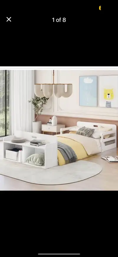 Twin Size Floor Bed with StorageFootboard, View more