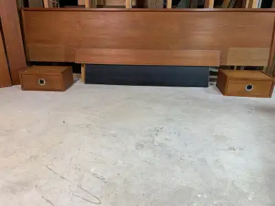 mid century double teak bed frame , View more
