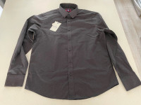 Untuckit Regular Long Sleeve Shirt- Black, Large- New