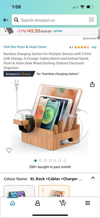 Bamboo stand and Multi port USB charger