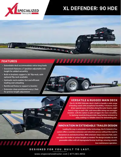 Introducing the XL Specialized Defender 45Ton Extendable Double Drop. Main Deck opens from 31’ to 60...