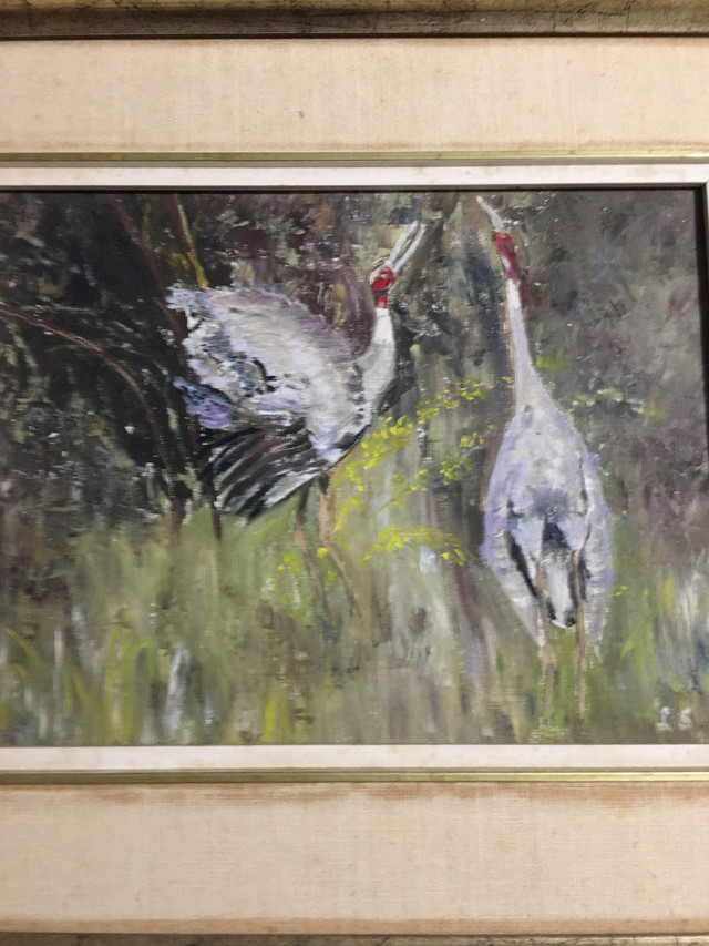 Original oil painting Cranes 1982 in Arts & Collectibles in Ottawa - Image 3