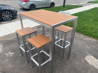 dot Furniture Resin Teak  Bar Table with Stools